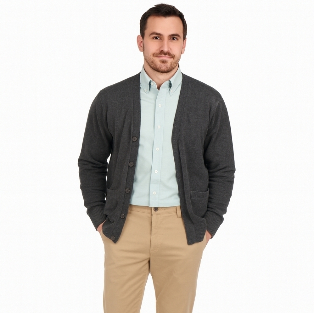 Lands End Oxford button-up shirt mint green men's long sleeve, size 15.5 X 32